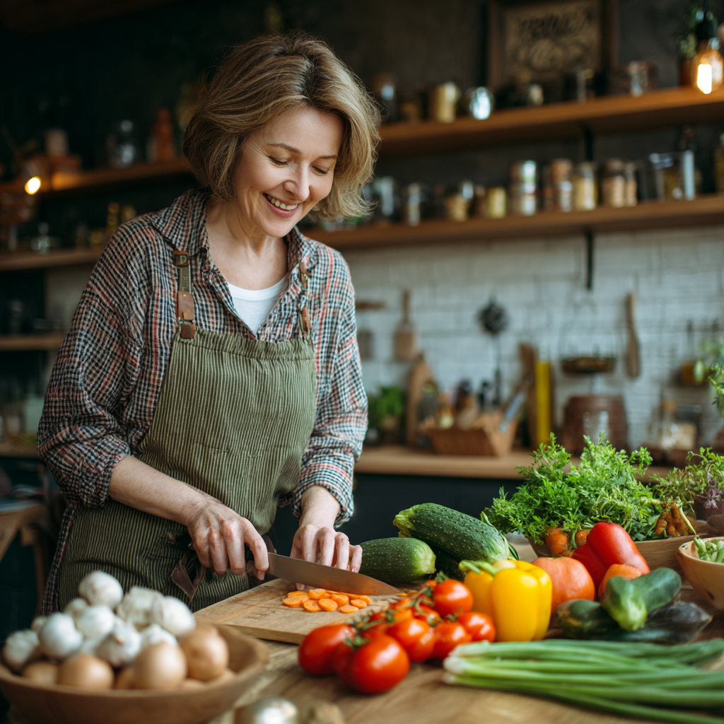 Professional nutritionist consulting with smiling middle-aged Ukrainian woman about personalized meal planning in modern clinic setting
