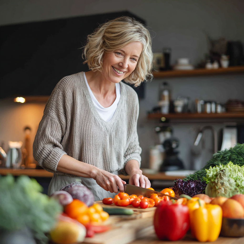 Smiling Ukrainian nutritionist in her thirties consulting with diverse group of clients in modern wellness center